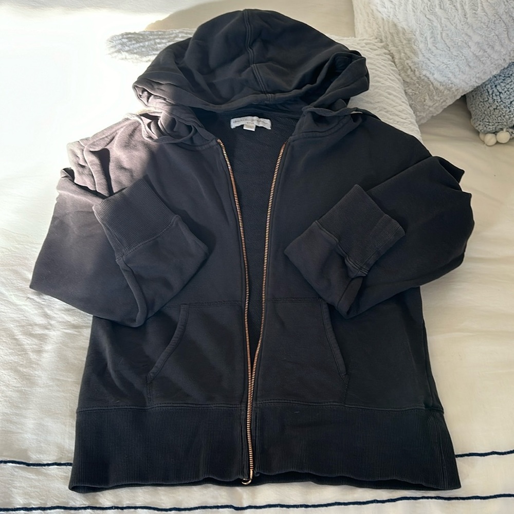 Spiritual gangster hoodie. Rose gold zipper with design on back.